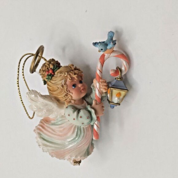 HollyDay Angel Heirloom Ornaments Ashton-Drake Holding Candy Cane Bird Christmas - Picture 4 of 6